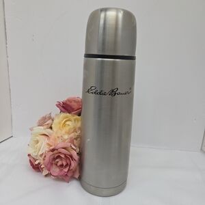 Vintage Eddie Bauer Stainless Steel Silver Thermos 35oz Made In Korea